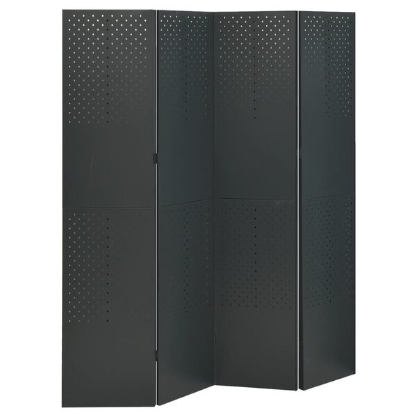 vidaXL 4-Panel Room Divider Anthracite 160x180 cm Steel