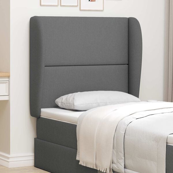 vidaXL Headboard Ear Dim Grey 80 x 23 x 6 cm Fabric