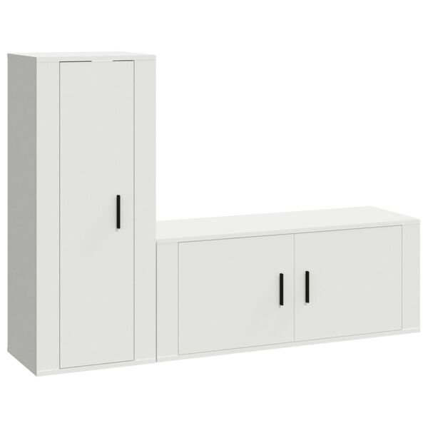 vidaXL 2 Piece TV Cabinet Set White Engineered Wood