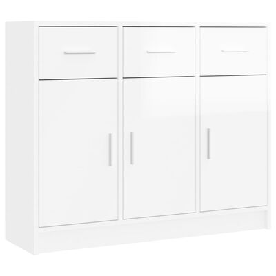 vidaXL Sideboard High Gloss White 91x28x75 cm Engineered Wood