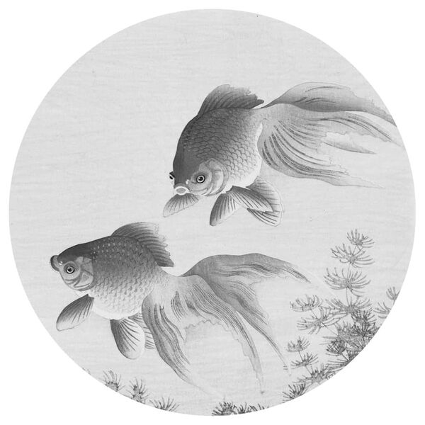WallArt Wallpaper Circle Two Goldfish 190 cm