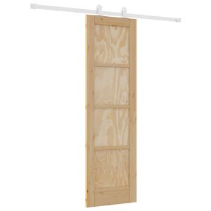 vidaXL Sliding Door Natural and White 61 x 198.5 cm Solid Pine Wood