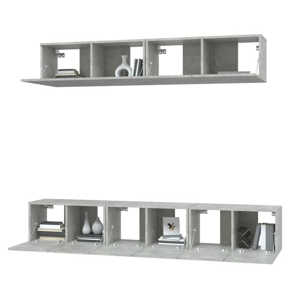 vidaXL 5 Piece TV Cabinet Set Concrete Grey Engineered Wood