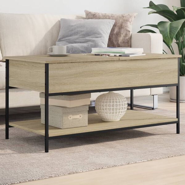vidaXL Coffee Table Sonoma Oak 100x50x50 cm Engineered Wood and Metal