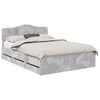 vidaXL Bed Frame with Drawer Concrete Grey 140 x 190 cm Engineer Wood