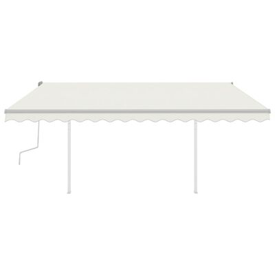 vidaXL Manual Retractable Awning with Posts 4.5x3.5 m Cream