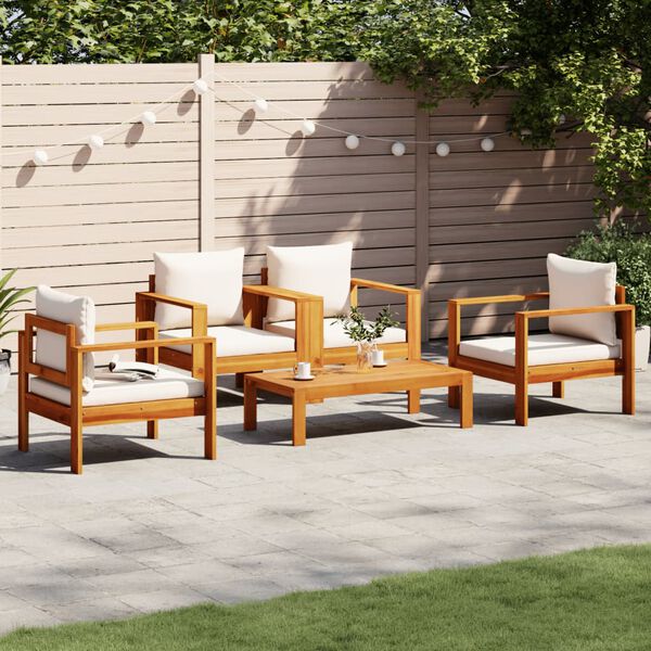 vidaXL 5 Piece Garden Sofa Set with Cushions Solid Wood Acacia