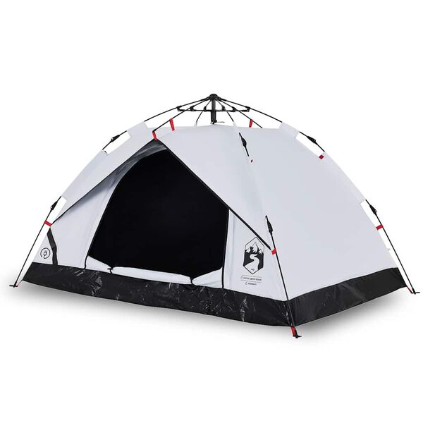 vidaXL Camping Tent Dome 3-Person White Blackout Fabric Quick Release