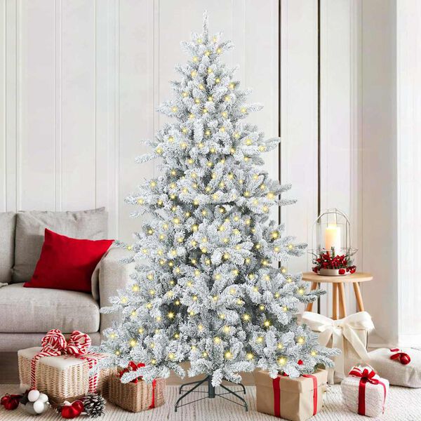 vidaXL Artificial Hinged Christmas Tree White 180 cm PVC and Steel