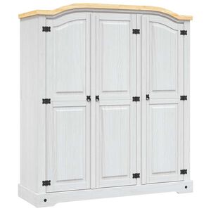 vidaXL Wardrobe | White body and brown top | Solid pinewood | Large | Wardrobe