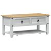 vidaXL Coffee Table with Drawer White 100 x 48 x 45 cm Solid Pine Wood