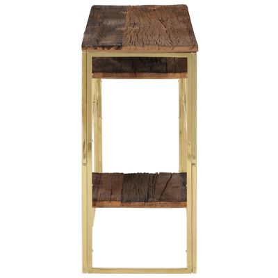 vidaXL Console Table Gold Stainless Steel and Solid Sleeper Wood