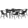 vidaXL Garden Dining Set 7 pcs Black Powder-Coated Steel