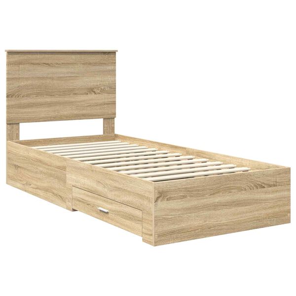 vidaXL Bed Frame with Drawer Sonoma Oak 100 x 200 cm Engineered Wood