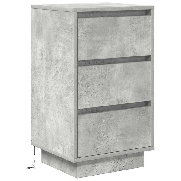 vidaXL Bedside Cabinet with LED Lights&nbsp;Concrete Grey 38x34x65 cm