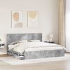 vidaXL Bed Frame with Drawer Concrete Grey 200 x 200 cm Engineer Wood