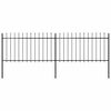 vidaXL Garden Fence with Spear Top Steel 359x100 cm Black