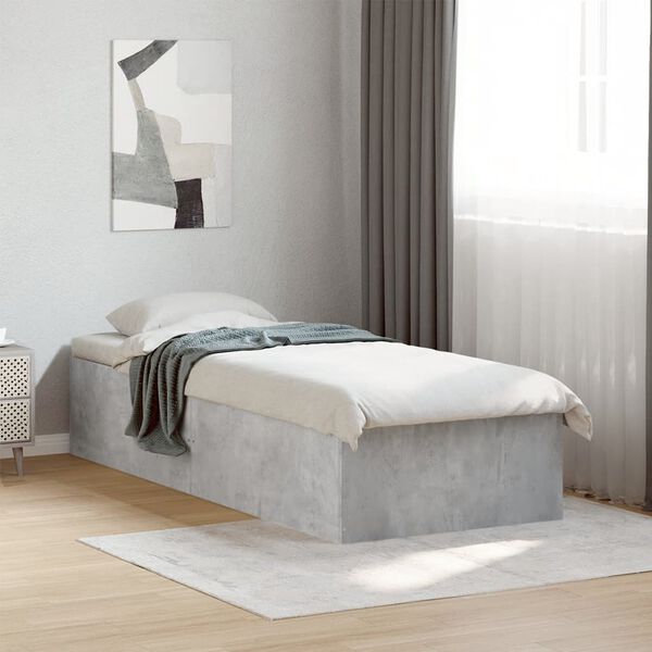 vidaXL Bed Frame without Mattress Concrete Grey 90x200 cm