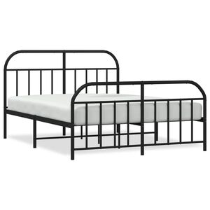 vidaXL Metal Bed Frame without Mattress with Footboard Black 160x200cm