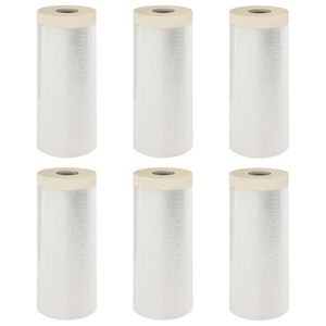 vidaXL Dust Sheet with Adhesive Tape 6 pcs Transparent 140 x 3300 cm