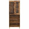 vidaXL Highboard Old Wood 69.5 x 34 x 180 cm Engineered Wood and Glass