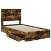 vidaXL Storage Bed with Drawer Smoked Oak 100 x 200 cm Engineered Wood