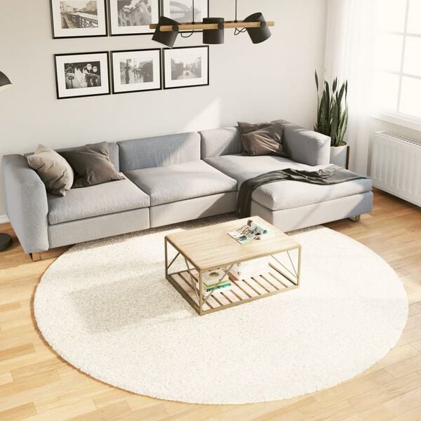 vidaXL Shaggy Rug PAMPLONA High Pile Modern Cream &Oslash; 240 cm