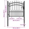 vidaXL Fence Gate with Spikes Steel 100x100 cm Black