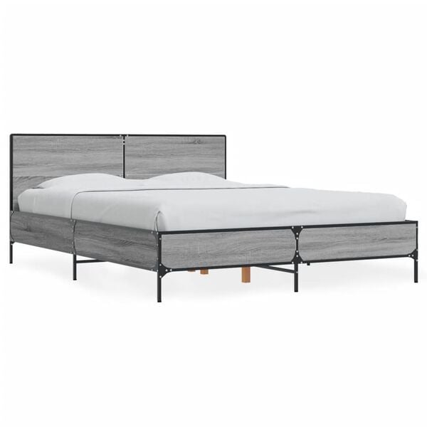 vidaXL Bed Frame without Mattress Grey Sonoma 120x200 cm