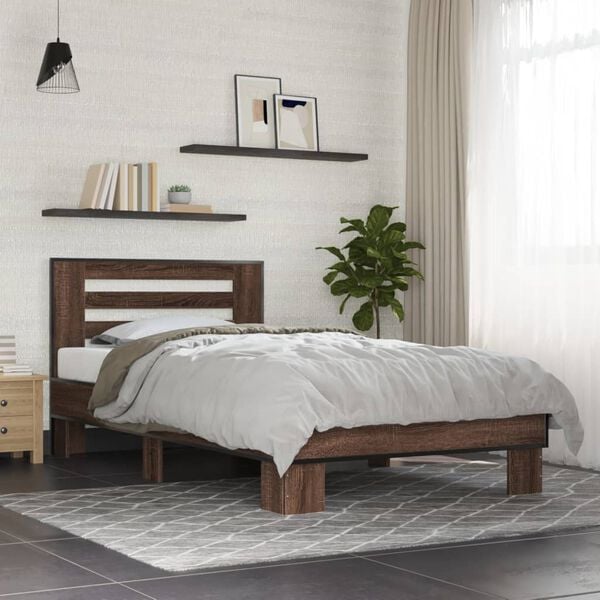 vidaXL Bed Frame without Mattress Brown Oak 90x190 cm Single