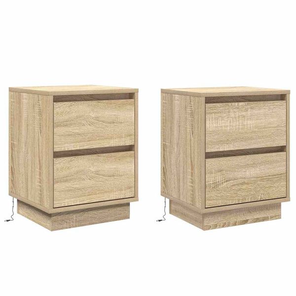 vidaXL Bedside Cabinet with Drawer 2 pcs Sonoma Oak 39 x 34.5 x 50 cm
