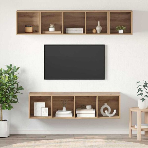 vidaXL TV Cabinet Set Wall-mounted 4 pcs Artisan Oak Engineered Wood