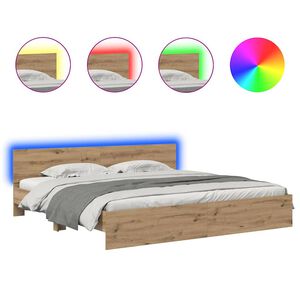 vidaXL Bed Frame Artisan Oak 200 x 200 cm Engineered Wood