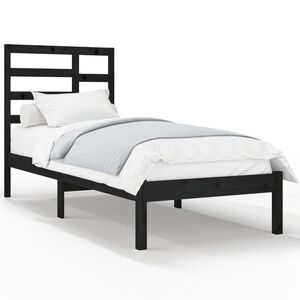 vidaXL Bed Frame without Mattress Black Solid Wood 100x200 cm