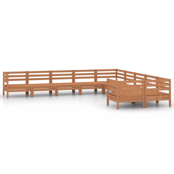 vidaXL 10 Piece Garden Lounge Set Honey Brown Solid Wood Pine