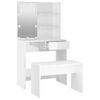 vidaXL Dressing Table Set with LED High Gloss White Engineered Wood
