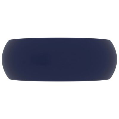 vidaXL Luxury Wash Basin Round Matt Dark Blue 40x15 cm Ceramic