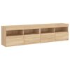 vidaXL TV Wall Cabinets with LED Lights 2 pcs Sonoma Oak 80x30x40 cm