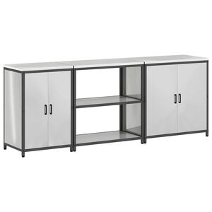 vidaXL Kitchen Storage Set HATTEM 3 pcs Silver Galvanised Steel