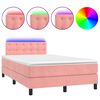 vidaXL Box Spring Bed with Mattress&LED Pink 120x200cm Velvet