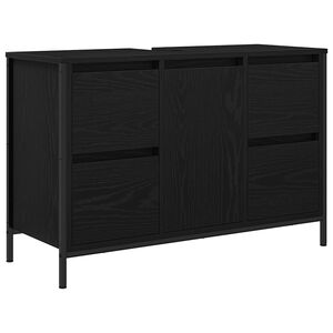 vidaXL Basin Cabinet with Drawers Black Oak 90x34.5x60 cm