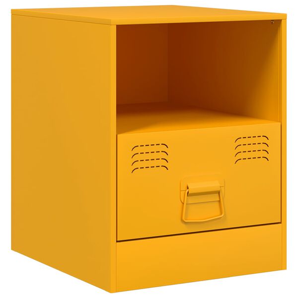 vidaXL Bedside Cabinet Mustard Yellow 34.5x39x44 cm Steel