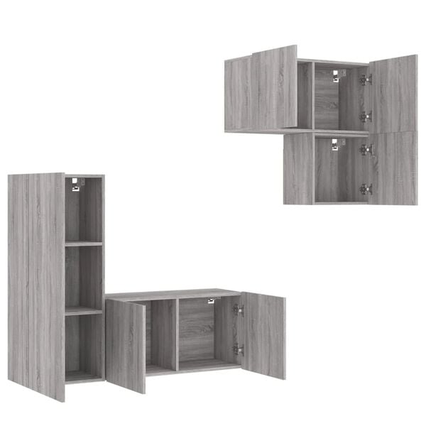 vidaXL 4 Piece TV Wall Units Grey Sonoma Engineered Wood