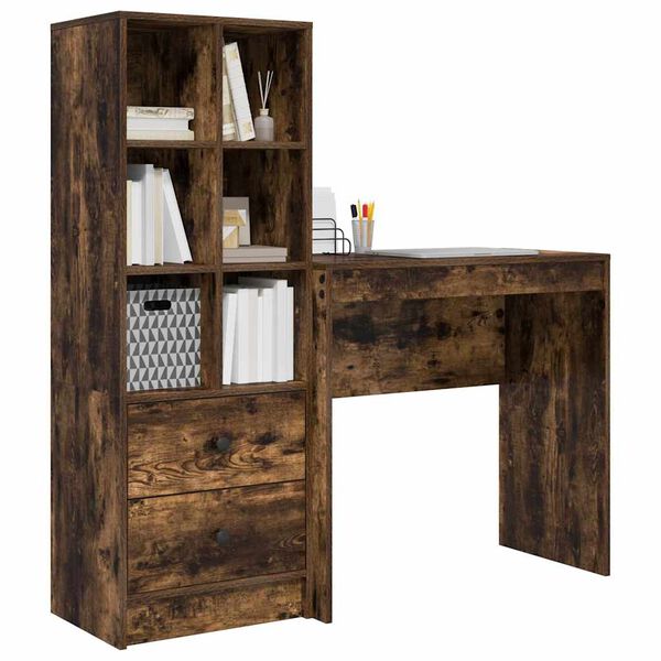 vidaXL Desk with Drawer 2 pcs Smoked Oak