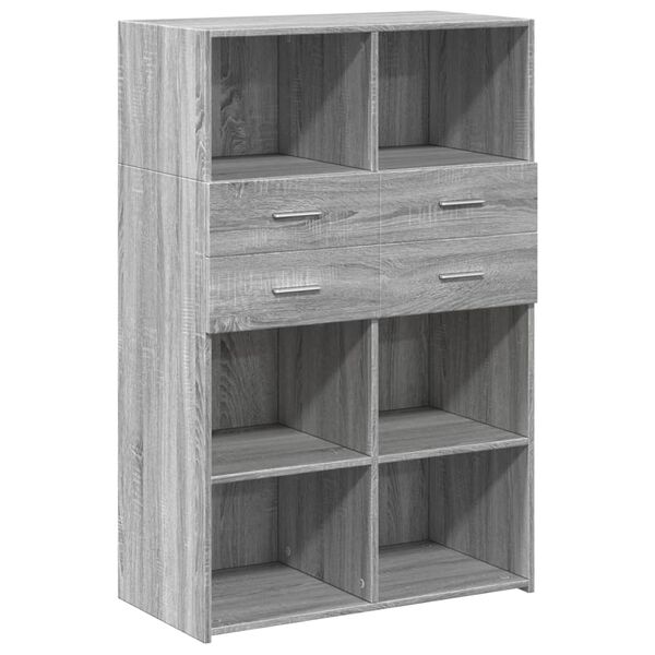 vidaXL Highboard Grey Sonoma 80x42.5x124 cm Engineered Wood