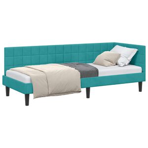 vidaXL Corner Bed Frame with Headboard Turquoise 80 cm x 200 cm Velvet