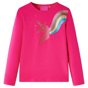 vidaXL Kids' T-shirt with Long Sleeves Bright Pink 92