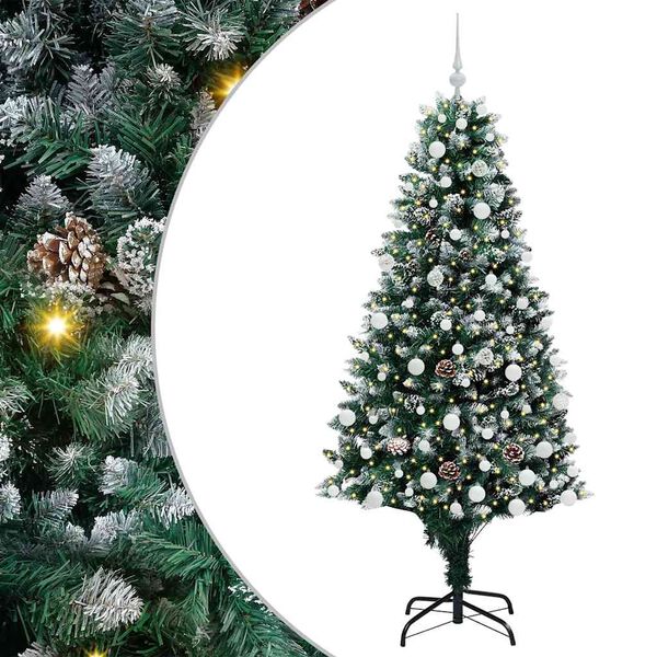 vidaXL Artificial Christmas Tree with 300 LEDs with Stand Green 180 cm