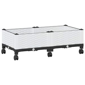 vidaXL Garden Planter with Wheels White 80 x 40 x 33 cm PP