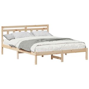 vidaXL Bed Frame Brown 150 x 200 cm Solid Pine Wood
